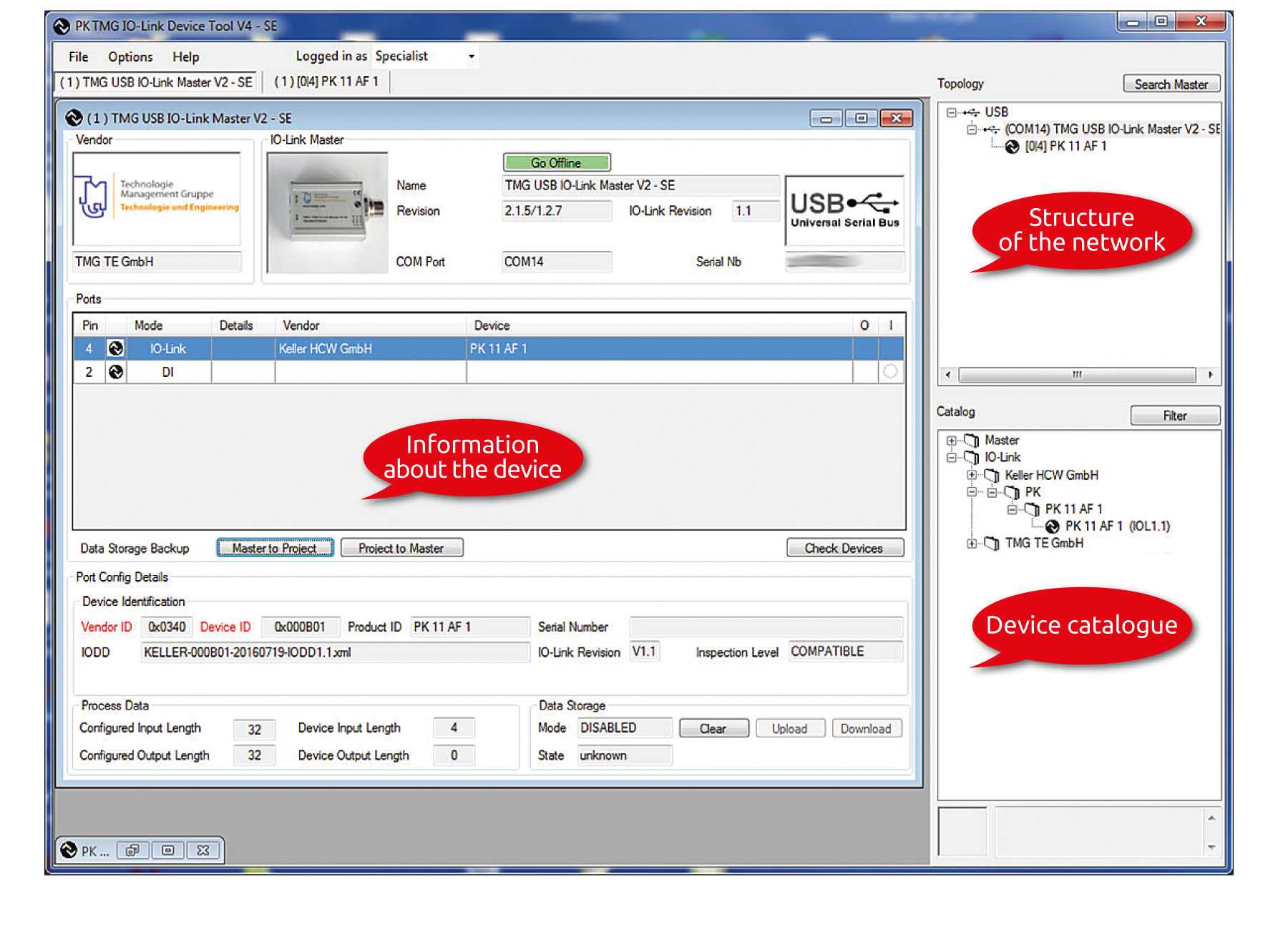 Connection of an IO sensor to the master.