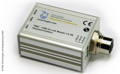 IO-Link master for connecting an IO-Link device to a PC via the USB interface.